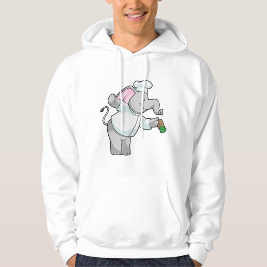 Elefant als Koch mit Salzstreuer Hoodie (Vorderseite)