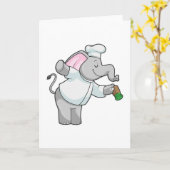 Elefant als Koch mit Salzstreuer Karte (Gelbe Blume)