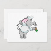 Elefant als Koch mit Salzstreuer Postkarte (Vorne/Hinten)