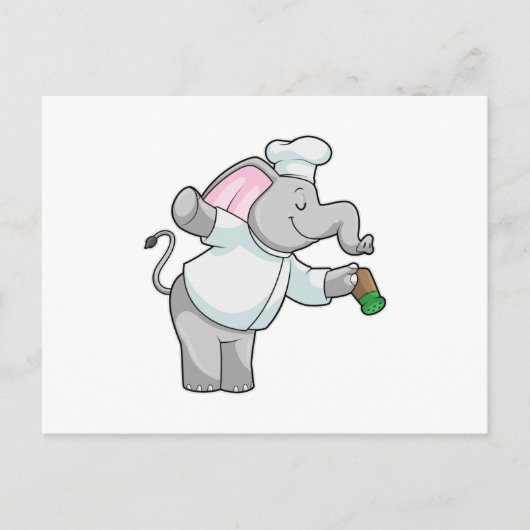 Elefant als Koch mit Salzstreuer Postkarte (Vorderseite)