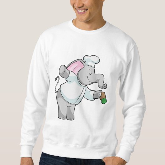 Elefant als Koch mit Salzstreuer Sweatshirt (Vorderseite)