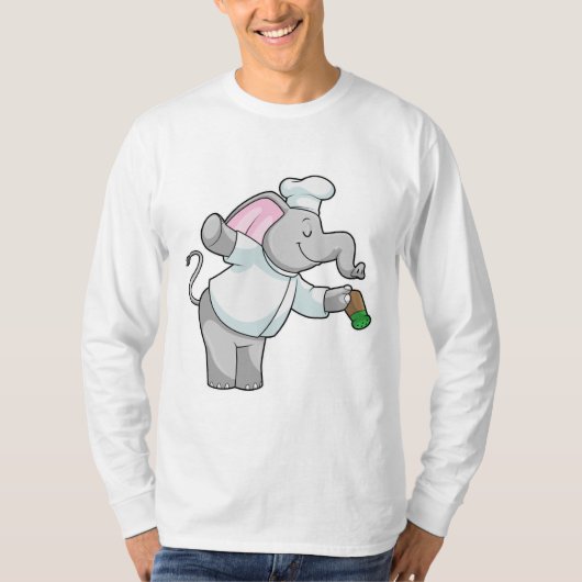 Elefant als Koch mit Salzstreuer T-Shirt (Vorderseite)