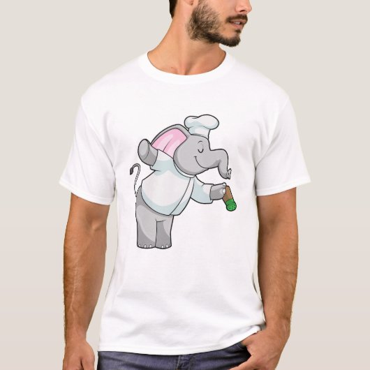 Elefant als Koch mit Salzstreuer T-Shirt (Vorderseite)