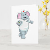 Elefant als Krankenschwester mit Medizin Karte (Gelbe Blume)