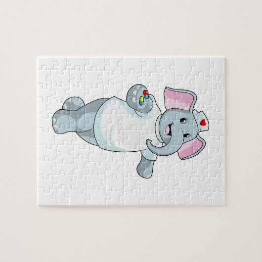 Elefant als Krankenschwester mit Medizin Puzzle (Horizontal)