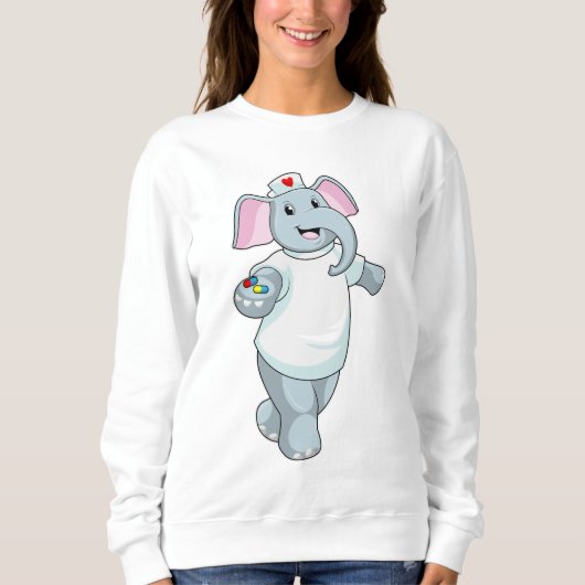 Elefant als Krankenschwester mit Medizin Sweatshirt (Vorderseite)