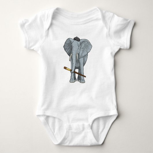 Elefant als Maler mit Pinsel Baby Strampler (Vorderseite)