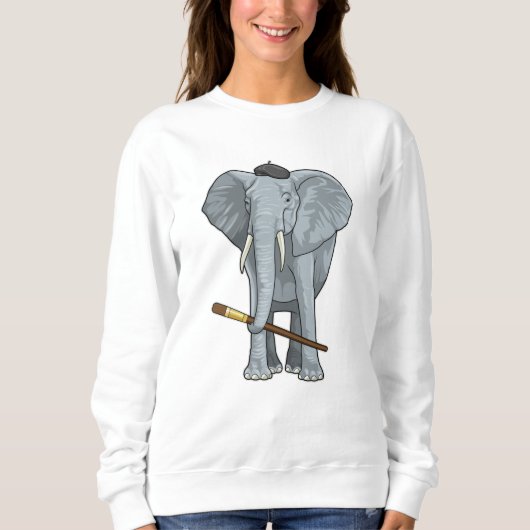 Elefant als Maler mit Pinsel Sweatshirt (Vorderseite)