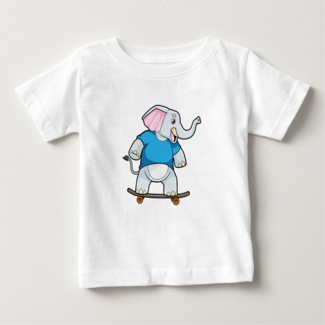 Elefant als Skater mit Skateboard Baby T-shirt (Vorderseite)