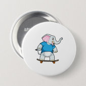 Elefant als Skater mit Skateboard Button (Vorne & Hinten)
