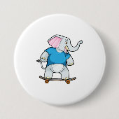 Elefant als Skater mit Skateboard Button (Vorderseite)