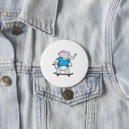 Elefant als Skater mit Skateboard Button (Beispiel)