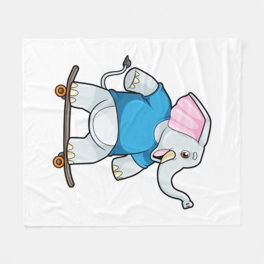 Elefant als Skater mit Skateboard Fleecedecke (Vorderseite (Horizontal))