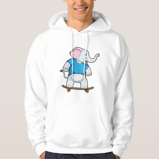 Elefant als Skater mit Skateboard Hoodie (Vorderseite)