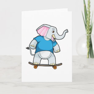 Elefant als Skater mit Skateboard Karte