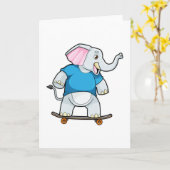 Elefant als Skater mit Skateboard Karte (Gelbe Blume)