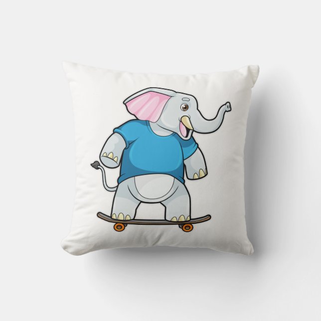 Elefant als Skater mit Skateboard Kissen (Vorderseite)