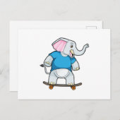 Elefant als Skater mit Skateboard Postkarte (Vorne/Hinten)