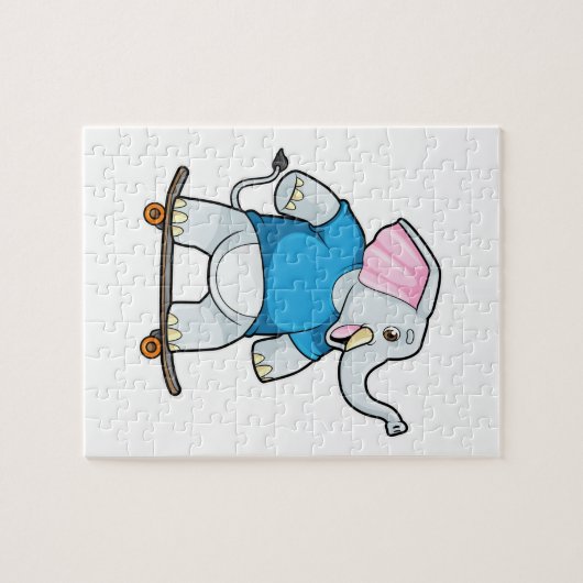 Elefant als Skater mit Skateboard Puzzle (Horizontal)