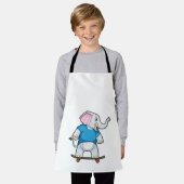 Elefant als Skater mit Skateboard Schürze (Getragen)