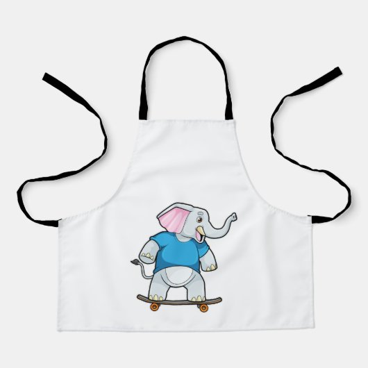 Elefant als Skater mit Skateboard Schürze (Vorderseite)