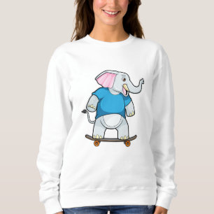 Elefant als Skater mit Skateboard Sweatshirt