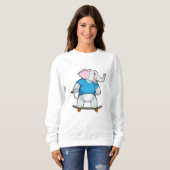 Elefant als Skater mit Skateboard Sweatshirt (Vorne ganz)