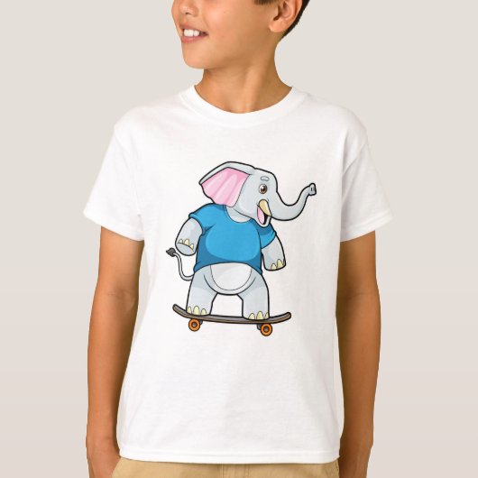Elefant als Skater mit Skateboard T-Shirt (Vorderseite)
