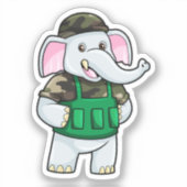 Elefant als Soldat mit Uniform & Helm Aufkleber (Vorderseite)