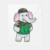 Elefant als Soldat mit Uniform & Helm Fleecedecke (Vorderseite)
