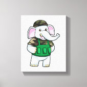 Elefant als Soldat mit Uniform & Helm Leinwanddruck (Vorderseite)