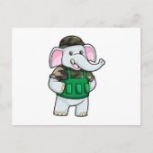 Elefant als Soldat mit Uniform & Helm Postkarte (Vorderseite)