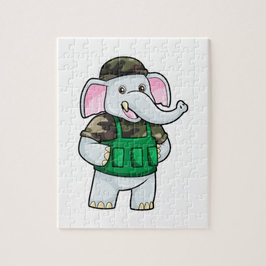 Elefant als Soldat mit Uniform & Helm Puzzle (Vertikal)