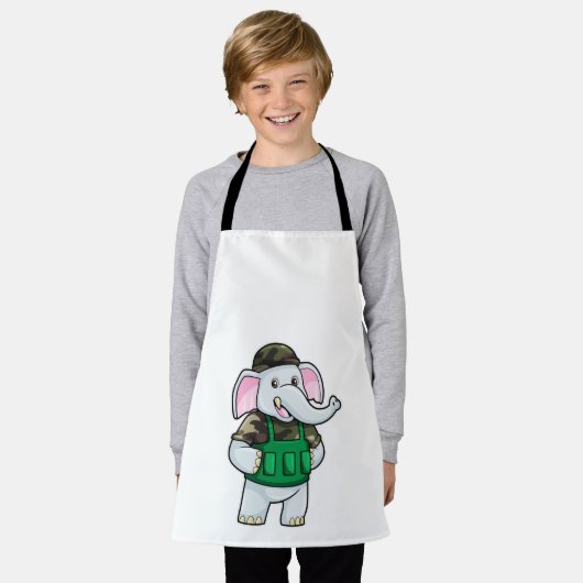 Elefant als Soldat mit Uniform & Helm Schürze (Getragen)