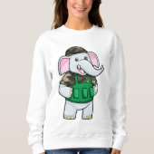 Elefant als Soldat mit Uniform & Helm Sweatshirt (Vorderseite)