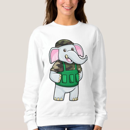Elefant als Soldat mit Uniform & Helm Sweatshirt (Vorderseite)