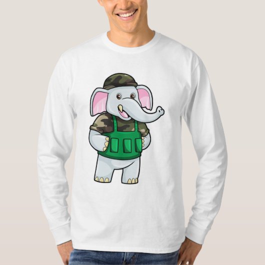 Elefant als Soldat mit Uniform & Helm T-Shirt (Vorderseite)
