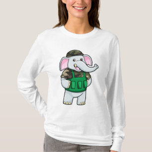 Elefant als Soldat mit Uniform & Helm T-Shirt