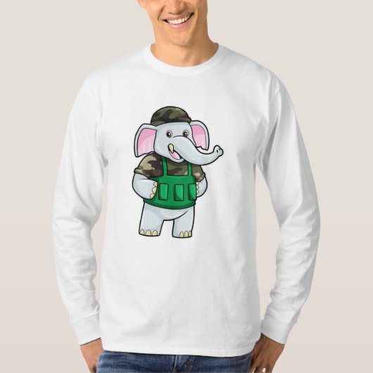 Elefant als Soldat mit Uniform & Helm T-Shirt (Vorderseite)