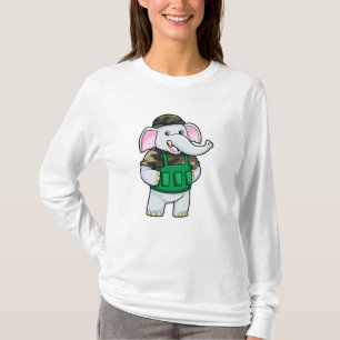 Elefant als Soldat mit Uniform & Helm T-Shirt