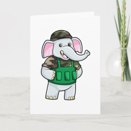 Elefant als Soldat mit Uniform und Helm Karte (Vorderseite)