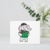 Elefant als Soldat mit Uniform und Helm Postkarte (Stehend Vorderseite)