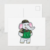 Elefant als Soldat mit Uniform und Helm Postkarte (Vorne/Hinten)