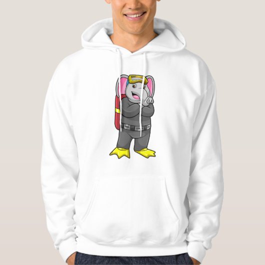 Elefant als Taucher mit Tauchbrille Hoodie (Vorderseite)