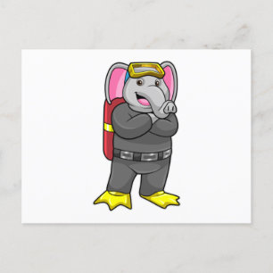 Elefant als Taucher mit Tauchbrille Postkarte