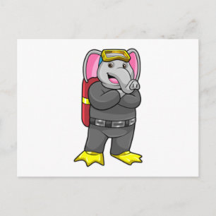Elefant als Taucher mit Tauchbrille Postkarte