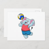 Elefant als Volleyballspieler mit Volleyball Postkarte (Vorne/Hinten)