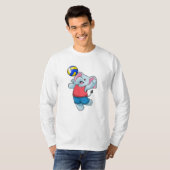 Elefant als Volleyballspieler mit Volleyball T-Shirt (Vorne ganz)