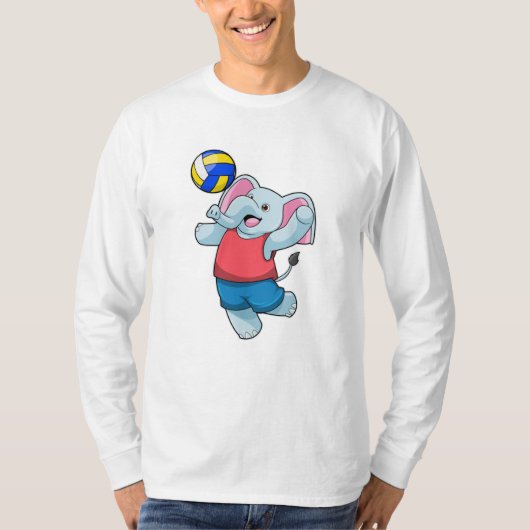 Elefant als Volleyballspieler mit Volleyball T-Shirt (Vorderseite)
