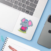 Elefant als Wiker mit Rucksack Aufkleber (Laptop mit iPhone)